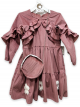 Rochie din velvet cu gentuta pentru fete Rochie din velvet cu gentuta pentru fete