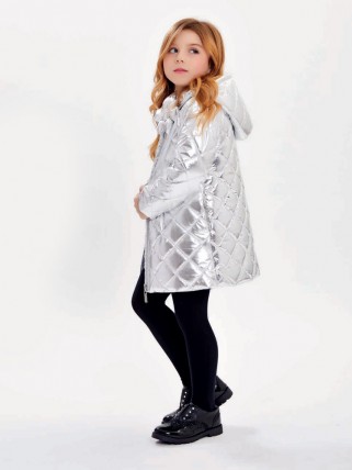 Metallic gray hooded jacket for girls Metallic gray hooded jacket for girls