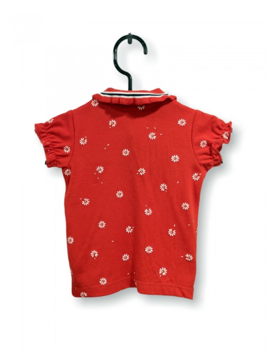 Tricou polo rosu floral pentru fete Tricou polo rosu floral pentru fete