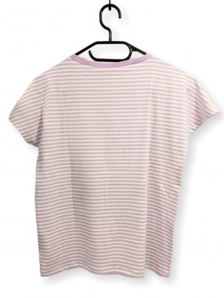 Tricou roz/cu dungi albe pentru fete Tricou roz/cu dungi albe pentru fete