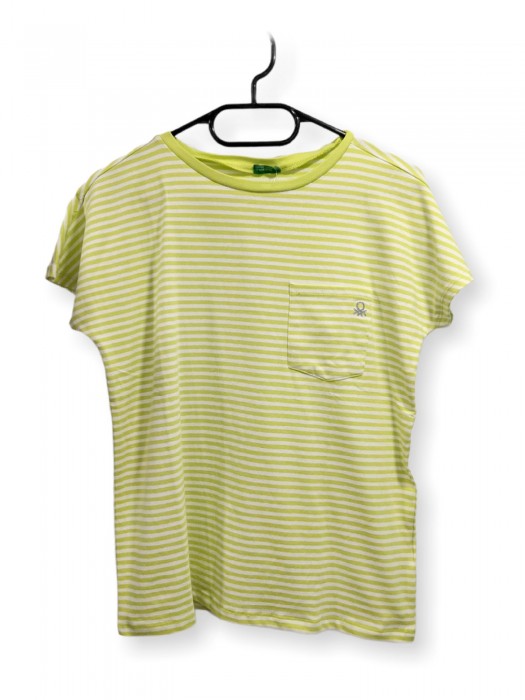 Tricou galben/cu dungi albe pentru fete Tricou galben/cu dungi albe pentru fete
