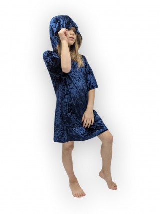 Rochie albastra din velvet pentru fete Rochie albastra din velvet pentru fete