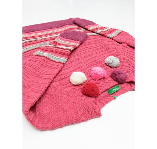 Pulover roz cu bubon pentru fete Pulover roz cu bubon pentru fete